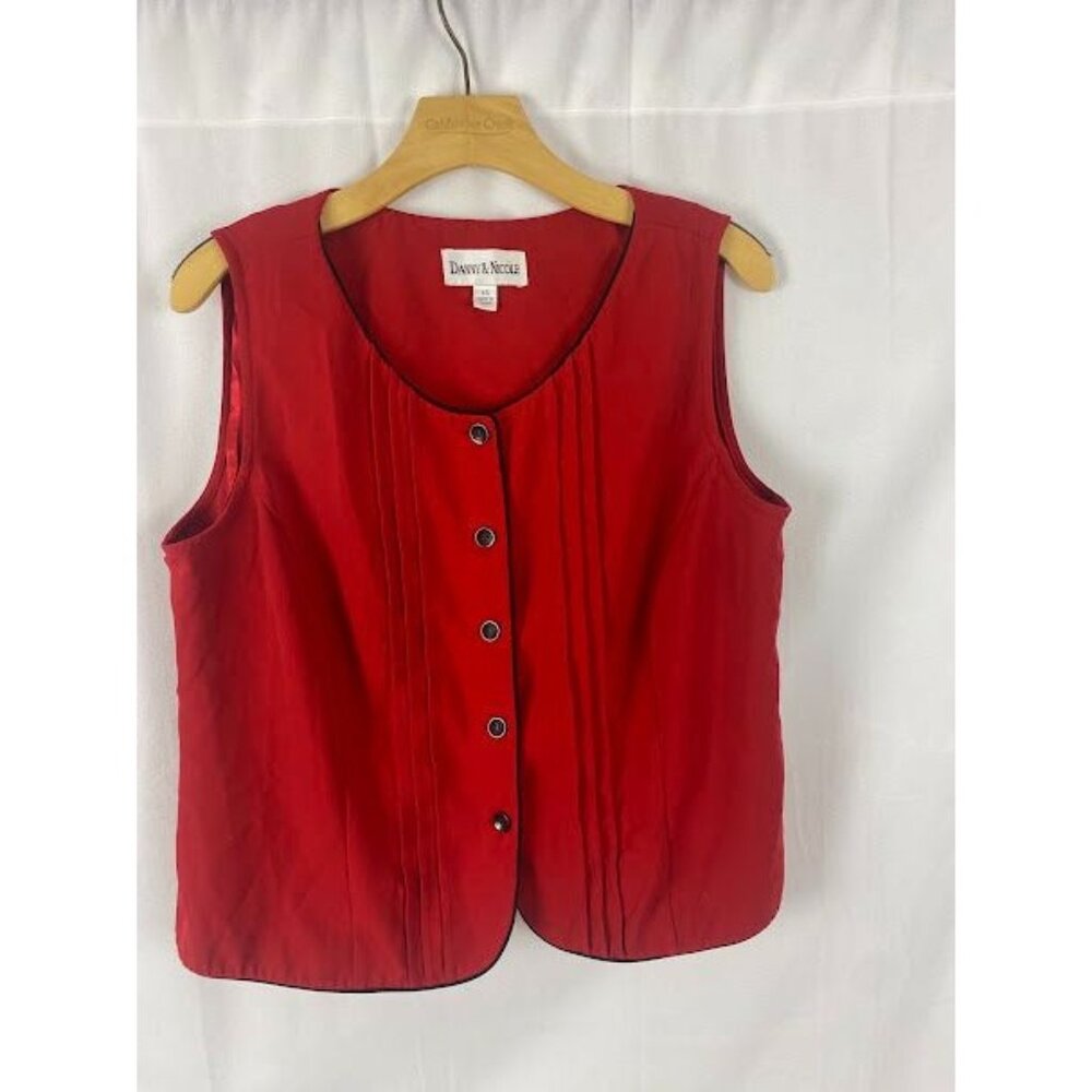 Danny & Nicole Vintage Red Button Down Vest Women's Size 14.‎